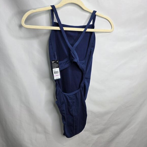 Speedo Women's Blue One Piece Endurance Flyback Solid Swimsuit Adult Size 6/32 - Picture 3 of 9